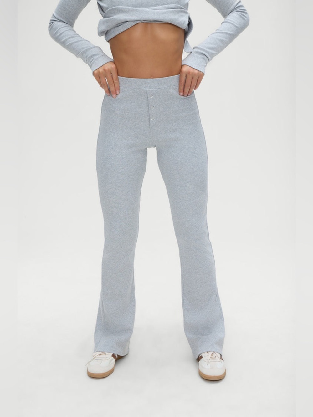 Frankies Bikinis Blair Cotton Pants Ribbed Heather Grey S